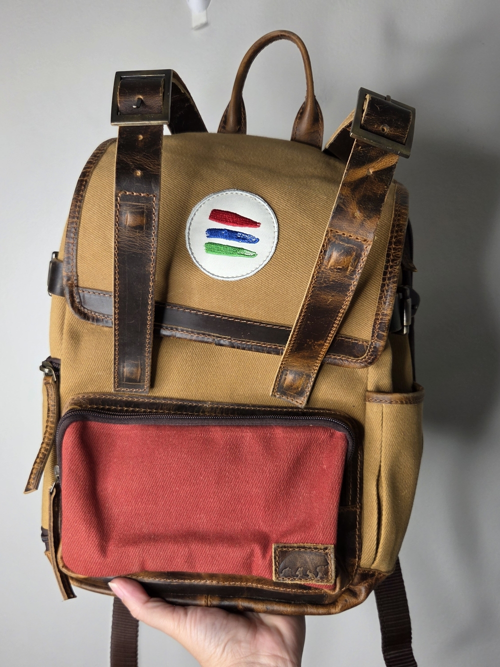 Kodiak Leather Co. Bucket List Backpack Mini In Tan Canvas And Leather